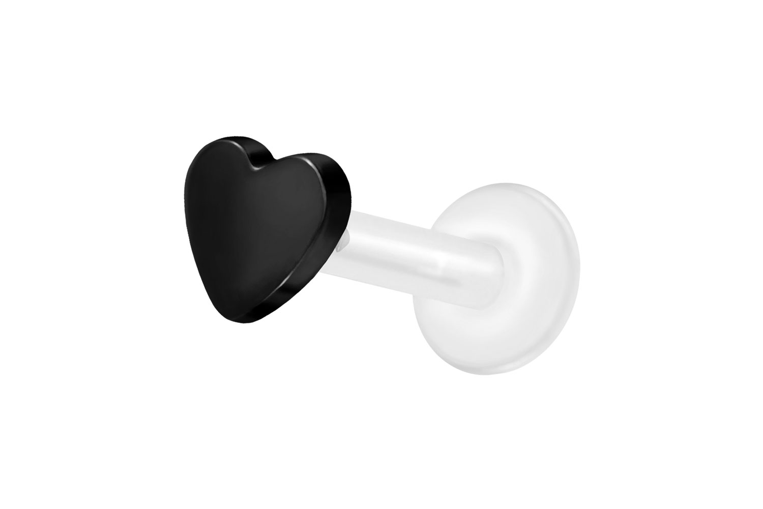 PTFE Labret Piercing mit Innengewinde + Titan-Aufsatz HERZ